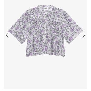 Isabel Marant Destiny Smocked Blouse in Purple and White